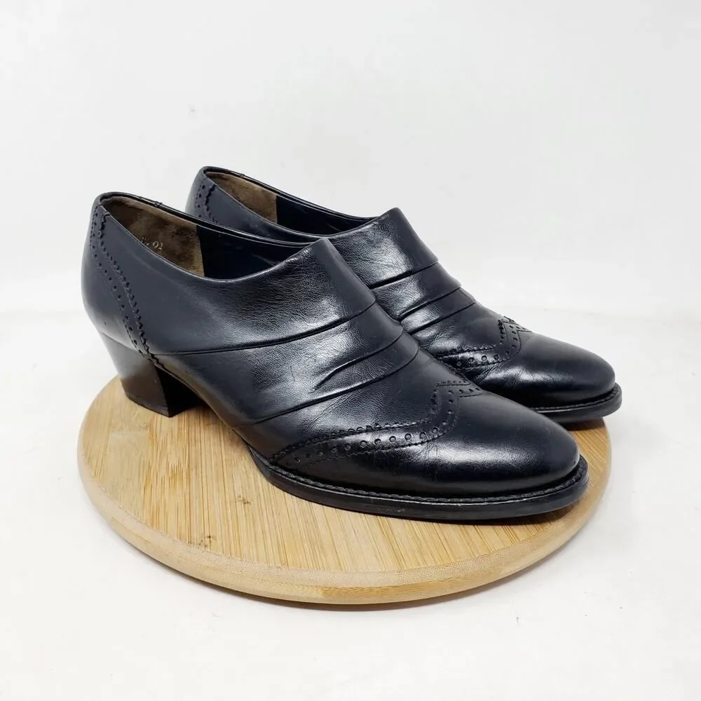 Paul Green Shoes Womens 6 Shootie Western Wingtip Black Leather‎ Low Pump Shoes